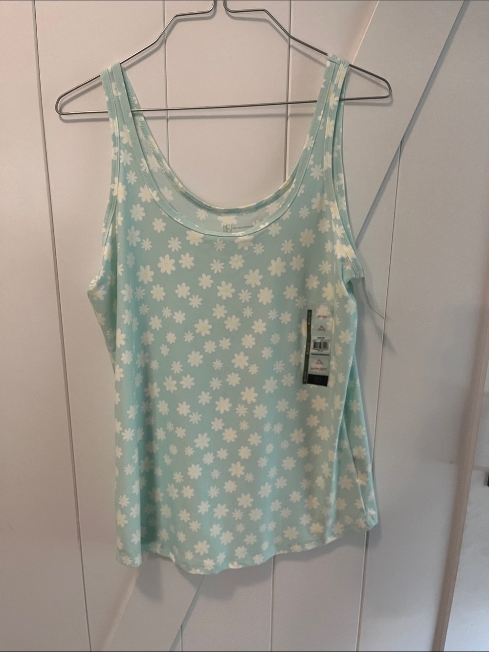 No Boundaries Mint Floral Scoop Neck Tank Top